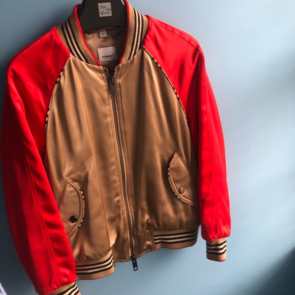 🩸 RED AND GOLD BURBERRY BOMBER JACKET 🩸